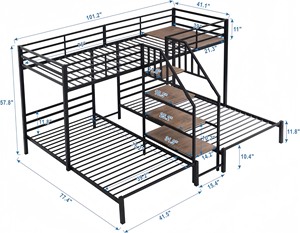 Modern Design Triple Bed Bunk Bed Indoor <b>Smart</b> <b>Home</b> Furniture for Bedroom Space-saving Bunk Bed for <b>Home</b> Decoration - Product Image 2