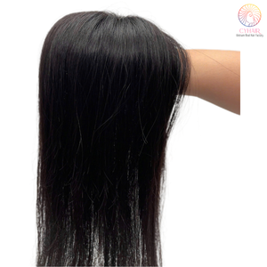 Cabello Real Premium hecho encaje transparente Color Natural Topper mujeres para cabello fino 16 pulgadas cabello humano vietnamita Topper - Product Image 6