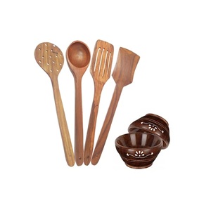 wood <b>cooking</b> utensils wooden spoons spatula <b>kit</b> non Hot Selling Bowl Set Made in India Includes Wooden Salad Server Set - Product Image 5
