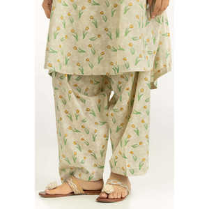 ชุดเซ็ต IUSTTS-2111 ลำลองสำหรับฤดูใบไม้ผลิ/ฤดูร้อน ชุดสองชิ้นผ้าเครปพิมพ์ลาย ผ้าลอนเนอร์เคลือบเงา แขนสามส่วน ไซส์ XS - Product Image 4