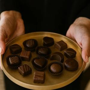 Bandeja DE SERVICIO DE METAL decorativa elaborada con delicadeza para elevar cada momento de servicio, desde chocolates de lujo hasta golosinas festivas - Product Image 1