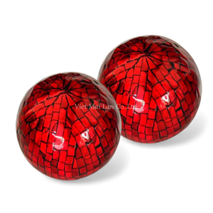 Boule de Pâques moderne en bambou fait main avec cœur en nacre pour la décoration du salon et idée cadeau en provenance du Vietnam - Product Image 3