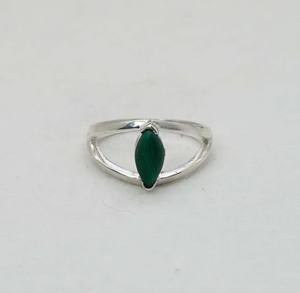 925เงินแท้เดือนพฤษภาคมหินมาลาฮีทพร้อมฐานหนามเตยรูปวงแหวนรอบดวงตา - Product Image 1