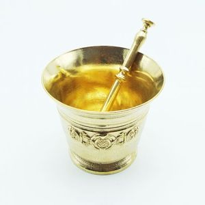 Handheld Brass Metal Manual Garlic Masher and Spice <b>Grinder</b> <b>for</b> Kitchen & Catering Includes Mortar Pestle <b>for</b> Food Preparation - Product Image 3