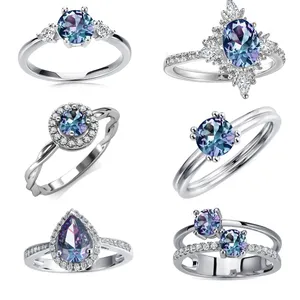 Factory Wholesale Alexandrite Ruby Sapphire Rings Lab Grown Emerald Rings Gemstone Ring