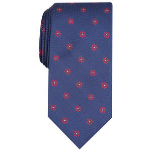 Cravatta Floreale Jacquard da Uomo Blu Navy Taglia Regolare Stile Casual per Completi - Seta Lana Poliestere Ottima per Regali - Product Image 1