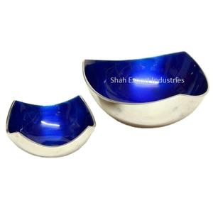 Bol de service à salade en aluminium Design incurvé pour table à manger Bol de service à dessert et à collation en couleur bleue - Product Image 1