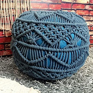 100% algodón MÁS Macramé Puf otomano grande moderno reposapiés para el hogar o el hotel elegante taburete moderno para sala de estar sofá - Product Image 1