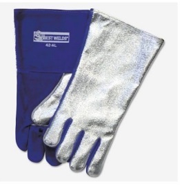 Guantes de soldador de aluminio de seguridad Industrial, cuero resistente al calor, funciones antideslizantes anticortes, protección de brazos y manos para soldadura - Product Image 3