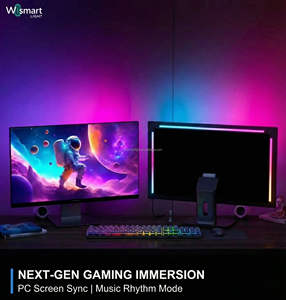 Rétroéclairage d'écran LED RGB intelligent USB 5V DC pour écrans <span class=keywords><strong>24</strong></span>-32 <span class=keywords><strong>pouces</strong></span>, contrôle par application, synchronisation musicale, barre lumineuse gaming, éclairage d'ambiance IP44 pour PC - Product Image 2