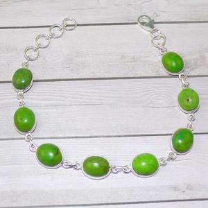 เทอร์ควอยซ์สีเขียวการออกแบบที่ดีที่สุดแข็ง 925 เงินสเตอร์ลิงอัญมณีแฮนด์เมดสร้อยข้อมือเงินเครื่องประดับเครื่องประดับเงินสเตอร์ลิง - Product Image 2