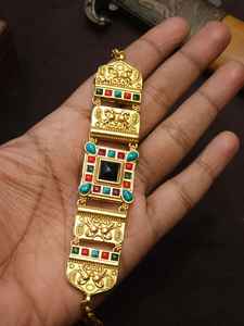 Conjunto de Collar y Pendientes de Moissanita de Lujo Indo-Occidental de Latón de Primera Calidad, Chapado en Oro, para Compromiso, Boda, Aniversario - Product Image 4