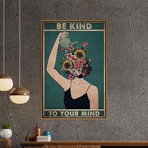 Elegant Floral Canvas Print: Uplifting Mental Health Decor Art,GOLD <b>FRAMED</b> CANVAS - Product Image 1