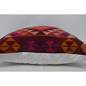 Multicolor Bohemian Patchwork Kilim <b>Pillow</b> 28x28 Inch Luxury Wool Cushion Woven with Vintage Print Pattern for <b>Christmas</b> Decor - Product Image 5