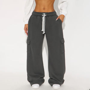 Pantalones Deportivos Cargo Gris Oscuro de Alta Calidad al por Mayor, Corte Holgado, Joggers Cargo Cómodos de Pierna Ancha, Logotipo Personalizado OEM - Product Image 5