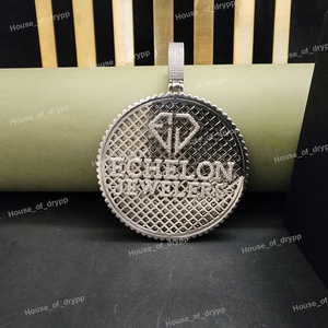 Colgante de Moissanita Redondo Estilo Medallón Dremville con Incrustaciones de Piedras, Estilo Hip Hop Bling, Plata 925, Cadena de Alta Gama para Hombre - Product Image 4