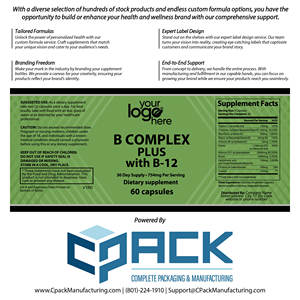 B Complex Plus Capsules avec V B-12 OEM/ODM Marque privée Supplément de vitamines pour la santé immunitaire et le système nerveux - Product Image 3