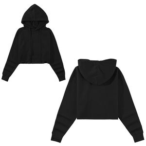 Sudadera con capucha recortada de gran tamaño con hombros caídos, sudadera 100% de algodón transpirable para mujer, Top corto informal, sudaderas con capucha para gimnasio - Product Image 4