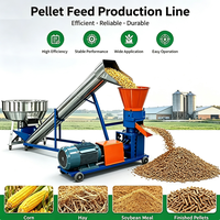 Ligne de production de granulés d'aliments pour animaux à haute efficacité, 1 tonne/h, construction en aluminium, CE, granulés de tailles réglables
