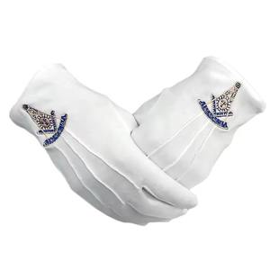 Guantes Masónicos de Algodón Blanco Liso, Novedad 2026, Logotipo Bordado, Puño Elástico, Logotipo Personalizado Disponible, 100% Algodón - Product Image 2
