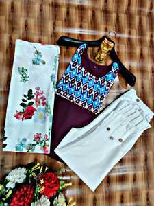 Kurtas estampadas de rayón de corte medio largo para mujer con pantalones Salwar y último diseño de tendencia Dupatta para niñas - Product Image 5