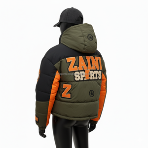 แจ็กเก็ตขนปลาปักเป้าสำหรับผู้หญิงแจ็กเก็ตโพลีเอสเตอร์สีเขียวมะกอกสีดำสีส้มปักโลโก้ได้ตามต้องการ - Product Image 5