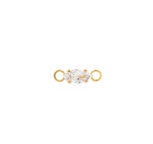Customize Jewelry CZ Micro Pave Marquise Shape Charm Double <b>Bails</b> Gold <b>Pendant</b> Cubic Zircon Bracelet Connector - Product Image 1