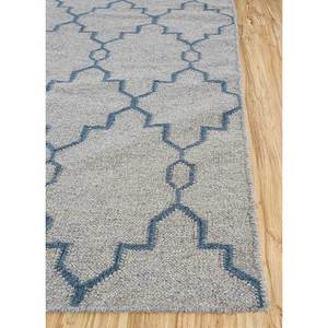 พรมขนสัตว์ทอมือแบบแบน Indusbar Dwrm-162 สีเทาและสีดำ ลายเรขาคณิตสี่เหลี่ยมผืนผ้า ลายทางและลายปะติดปะต่อ สำหรับห้องนั่งเล่นในบ้าน - Product Image 4