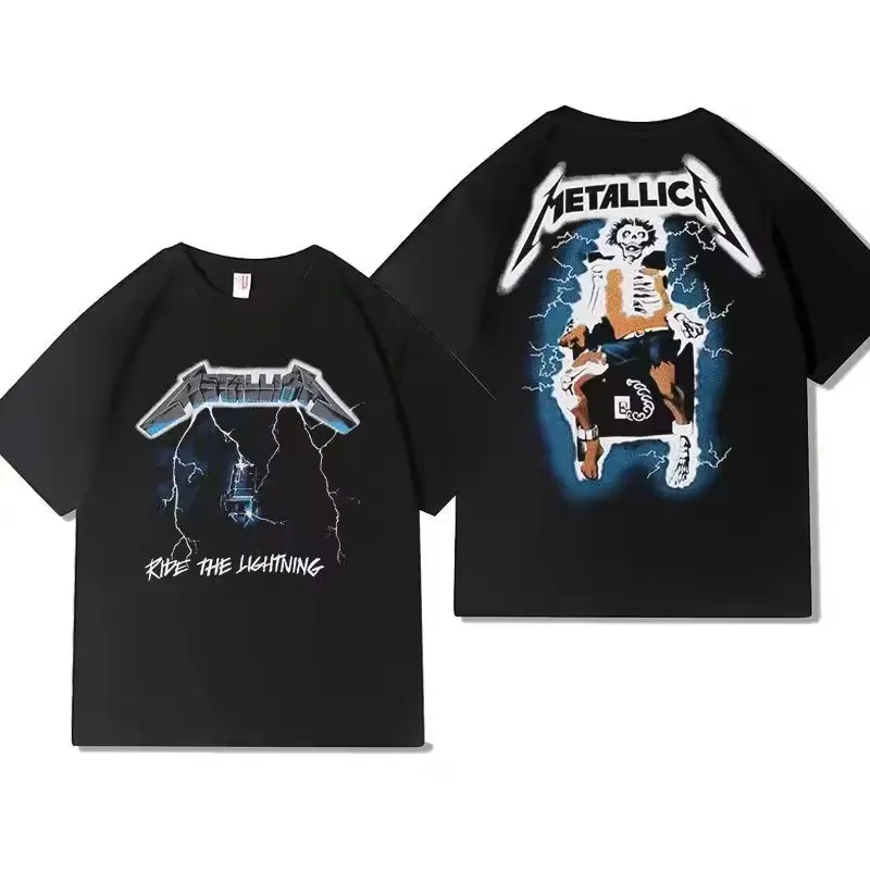 Tops Rock Band Herren T-Shirts Grafik Vintage Hip Hop Harajuku Anime Kleidung Schwere Musik Metal Punk Einfarbig bedruckt für Unisex