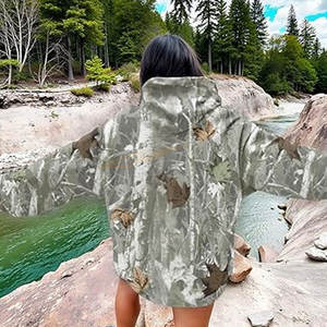 Sudadera con capucha de camuflaje unisex con hombros caídos, Jersey holgado de manga larga con capucha, sudadera suave de estilo Vintage para uso diario, color caqui - Product Image 5