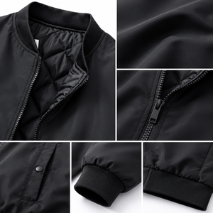 Veste bomber à capuche pour homme, noire, épaisse, écologique, imperméable, coupe-vent, avec doublure matelassée réversible pour l'automne/l'hiver - Product Image 4