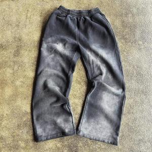 Pantalones Deportivos de Algodón de Alta Calidad, Lavados con Ácido, Estilo Holgado, Pierna Ancha, Vintage, Negros, Estilo Baggy - Product Image 6