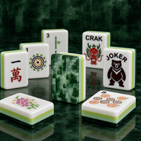 Tuiles de Mahjong Vert Forêt avec 160 tuiles en acrylique et finition polie miroir pour les soirées de jeu à quatre joueurs, vente en gros