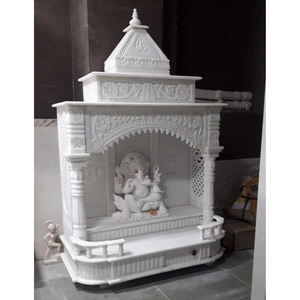 Temple domestique en marbre de qualité supérieure, Mandir Pooja, design élégant hindou doré, décoration intérieure, Mandir indien, espaces spirituels, ange, animal - Product Image 2