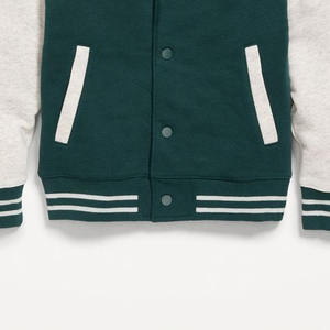 Custom Winter Polyester Fleece <b>Lined</b> Windproof Breathable Sleeves Stand Canvas Embroidered Letterman Varsity Style Jacket - Product Image 6