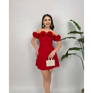 เดรสสั้นผ้าซาตินทรงบอดี้คอน รุ่น 4022 พร้อมดีไซน์ลายกุหลาบแบบไร้สาย - Product Image 6