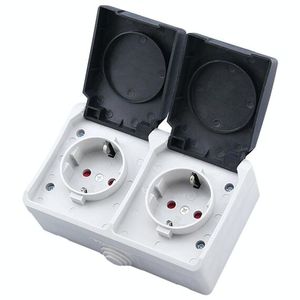 ปลั๊กไฟอัจฉริยะกันน้ำ IP44 ปลั๊กไฟคู่แบบ EU พร้อมฝาปิด - Product Image 1