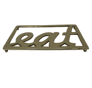 Salvamanteles EAT de aluminio para decoración de mesa de diseño moderno con estilo moderno de Color latón para decoración del hogar de mesa - Product Image 1