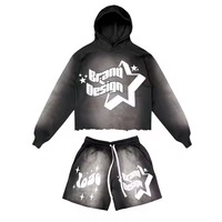Conjunto de Sudadera con Capucha y Pantalones Cortos Transpirables de Verano para Hombre, Nuevo Conjunto Deportivo Corto, Chándal Deportivo, 100% Algodón