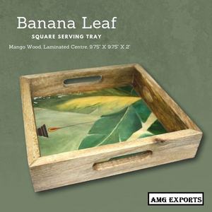 Plateau de service rectangulaire en bois imprimé écologique classique pour hôtel, restaurant, fait à la main, décoratif, passe au lave-vaisselle - Product Image 2