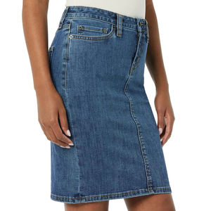 Falda Vaquera Larga de Mezclilla con Cintura Alta, Estilo Cargo, Abertura Frontal, Vintage, Azul, Dobladillo Deshilachado - Product Image 4