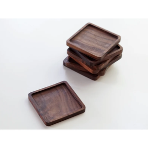 ที่รองแก้วไม้วอลนัททรงสี่เหลี่ยมสำหรับใส่เครื่องดื่มกาแฟแผ่นกันความร้อนที่รองแก้วชา - Product Image 2