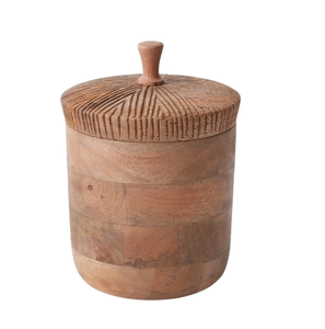 Juego de Tres Cajas de Madera Multifuncionales para Cocina, Organizador de Especias, Contenedor de Almacenamiento, Bote Redondo de Madera con Tapa - Product Image 6