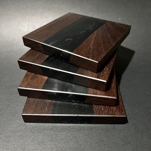 Exquisite Resin Handcrafted Elegant square Solid Wood Tea coaster Resin Insulation Pad Custom Coasters Home and Kitchen - Product Image 3