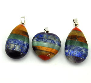 Gran oferta de la mejor calidad, colgante de corazón hinchado de Chakra Natural a granel con 7 Cristales, colgantes naturales para la fabricación de joyas - Product Image 4