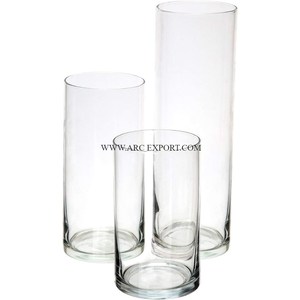 Ensemble de 3 dessus de table en verre transparent de taille différente décor à la maison trompette meilleure qualité classique meilleur vendeur Vases à fleurs modernes à vendre - Product Image 1