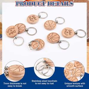 Porte-clés de basket-ball Tienphong cadeaux de joueur de basket-ball en bois porte-clés d'impression Double face pour cadeaux d'équipe ornements de basket-ball - Product Image 4