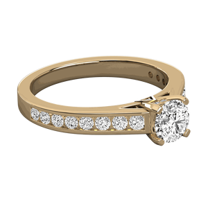 แหวนหมั้นช่องเพชรตัดกลมสำหรับผู้หญิง - Product Image 6