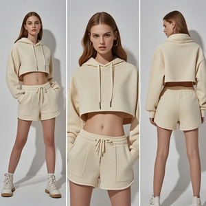 6056 pijamas de manga corta de Color sólido para mujer, ropa de dormir de verano con pantalones cortos, conjuntos de pijamas de algodón 100%, conjunto de Sudadera con capucha para mujer - Product Image 1