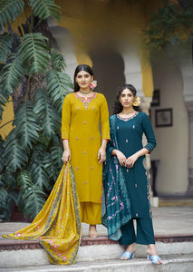 ชุดคุร์ติแบบ3ชิ้นผ้ามัสลินพิมพ์ดิจิตอลผ้านิ่มแบบดั้งเดิมแห้งเร็วน้ำหนักเบาสำหรับสาววิทยาลัยและออฟฟิศในงานปาร์ตี้ - Product Image 5